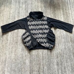 Asymmetrical Lagenlook Boho Artsy Long Sleeve Wrap Top, Size S, NWT